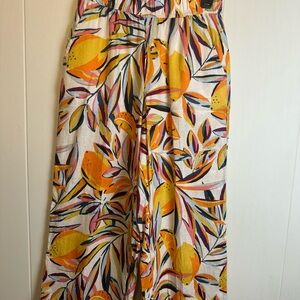 C&C California Colorful Leaf Print wide leg cropped pants